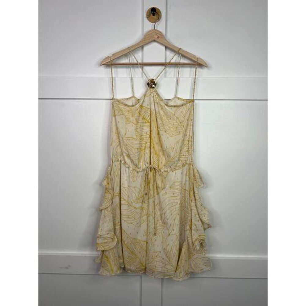 NEW Alexis Halter Neck Spaghetti Straps Ruffle Asia Dress Golden Palms Size: XS - Picture 3 of 9